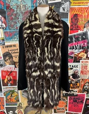 Vintage Womens Black Skunk Fur Trim Coat Bracelet Sleeve Jacket XS Glam