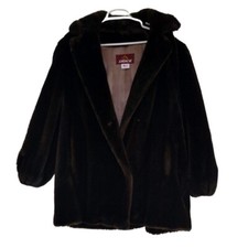 Jordache Women's Faux Fur Coat, L, Dark Brown, Perfect For Cold Weather.