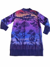 202 Ivko Sweater Coat Cardigan Autumn Sunset Intarsia Sundance Catalog M Nwt