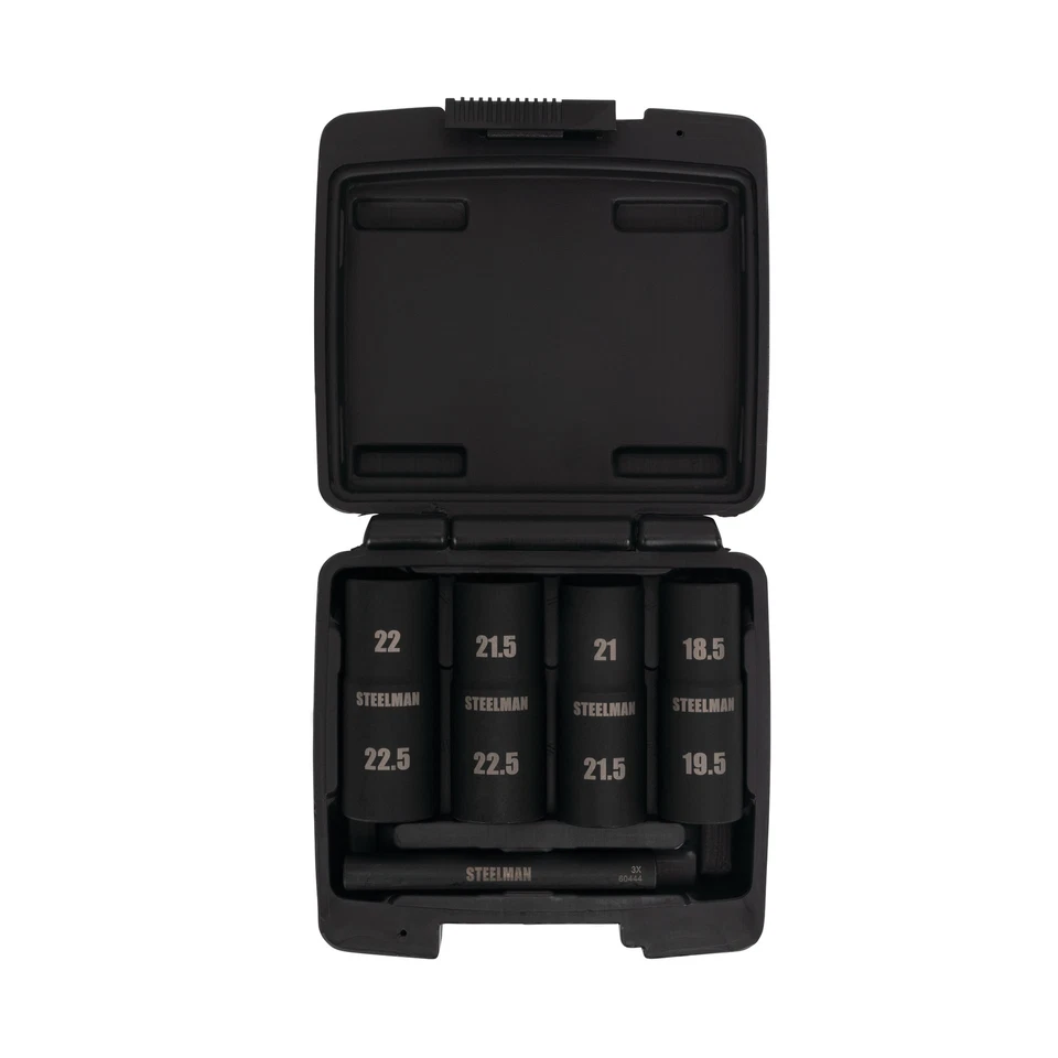Juego de enchufes abatibles Steelman 5 piezas 1/2 pulgada unidad 6 pt 18,5, 19,5, 21, 21,5, 22, 22,5 mm Foto 3 de 4