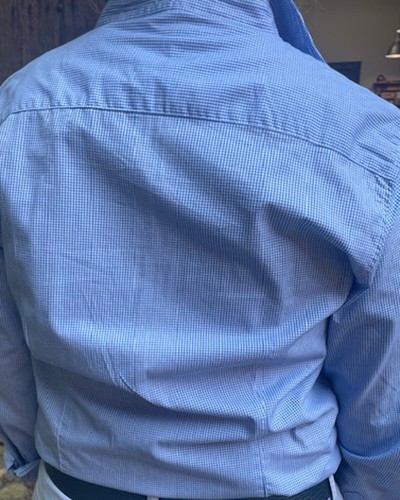 Trachtenbluse blau weiß kariert in Baumwolle von 36 - 50 Langarm Neu - Bild 6 von 7