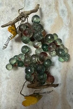 Mid Century Pair Faceted Lucite Faux Crystal Grape Clusters green & red