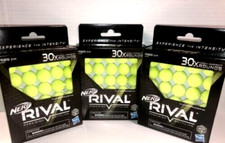 3 Nerf Rival Edge Series - High Impact 30x Rounds Total 90 Bright Gree Balls 