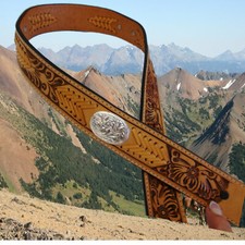 Western belt Continental 1005, Western belt with silver concho, leather belt
