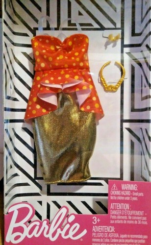 Barbie Moda Conjunto Paquete Rojo Oro Brillante Vestido y Accesorios Fiesta Niña Barbie - Imagen 2 de 2