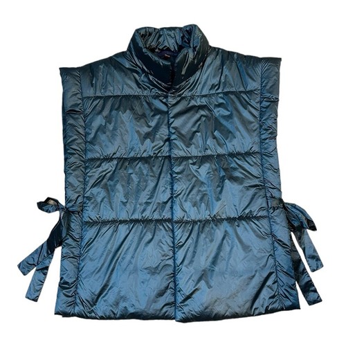 Anthropologie Pilcro Puffer Vest Blue Tie Sides Sleeveless Packable Women Sz OS
