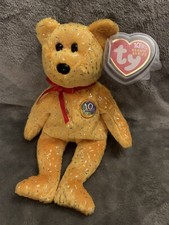 Ty Beanie Baby Gold Decade 10th Anniversary Bear MWMT