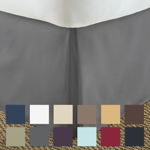 Kaycie Gray Basics Bed Skirt 14" Drop - Machine Washable and Wrinkle Free - Foto 1 di 14