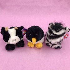 Vintage Puffkins Meadow Cow Tux Penguin Zack Zebra Lot of 3 w/ Tags Plush 1997
