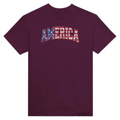 America Stars and Stripes Crewneck T-Shirt - Classic Fit, Heavyweight Cotton