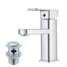 Modern Bathroom Tap Basin Sink Taps Mono Mixers Chrome Pop Up Waste Single Lever