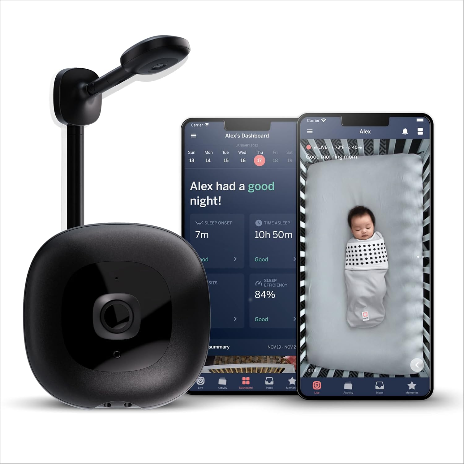 Pro Smart Baby Monitor & Wall Mount - 1080P Secure Wi-Fi Video Camera, Sensor-Fr