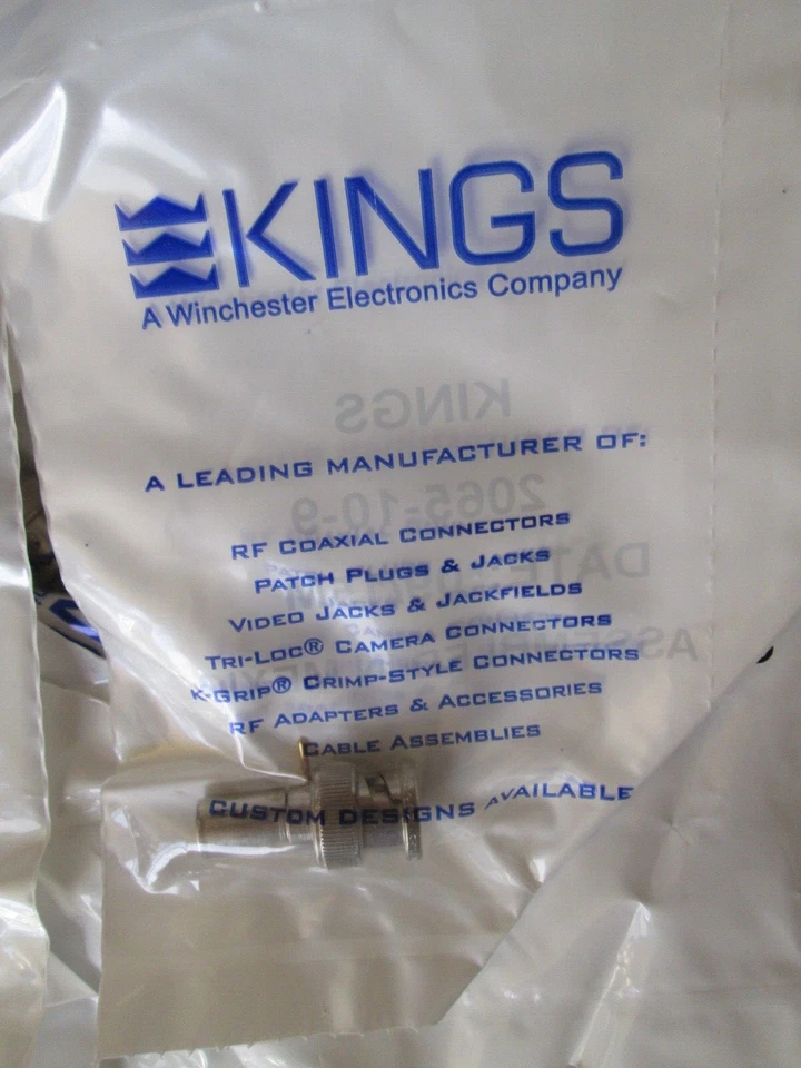 BNC Male Crimp Connector KINGS 2065-10-9 75 Ohm Gold Plated Pin Mil Spec Quality - Image 2 of 3