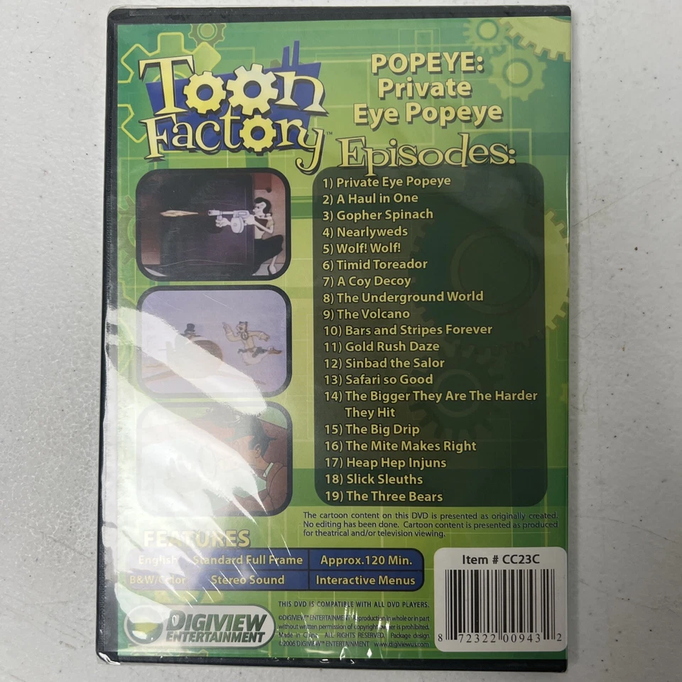 Toon Factory: Popeye Private Eye Classic Animation Cartoon Sailor Man BRAND NEW Foto 2 de 3