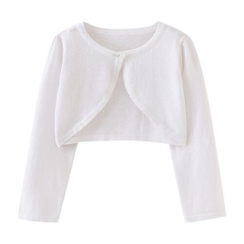Kids Girls' Cardigan Solid Single Button Closure Cardigan Shrug Cropped Sweaters - Picture 29 of 30