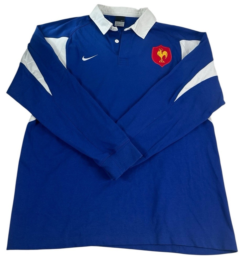 Nike France Rugby Shirt Men’s Size Xl Blue Union Jersey Long Sleeve Y2K Vtg