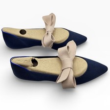 Rothy's The Point Mary Jane flats in Sapphire Blue With Pink Beige Bow Size 5