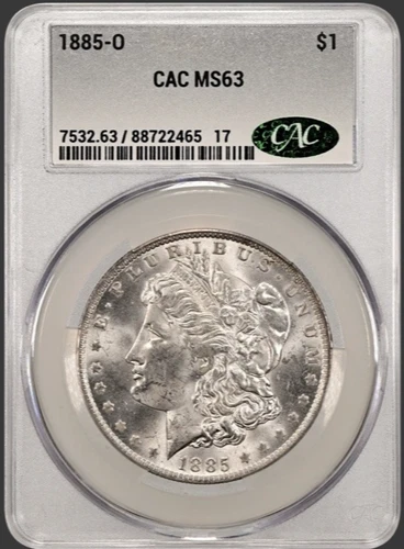 1885 O  MORGAN "CAC MS63 " - LUSTER/BREAST FEATHERS, HAIR, MIRRORS & HI PTS!💥✅