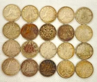 Lot of 20 Canada Silver Dimes 1918–1963 Mixed Dates All 80% Circulated and Scrap