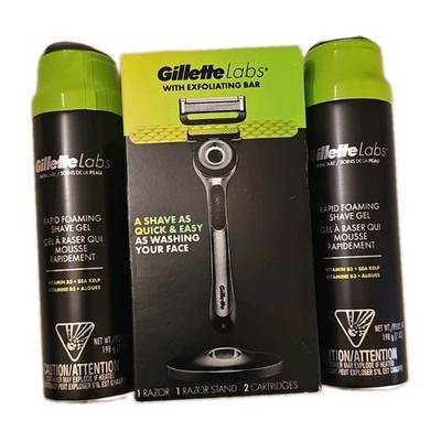 Gillette Labs Men's Exfoliating Razor plus Shaving Gel Bundle Of 3 New