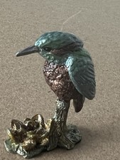 Kingfisher Bird Metallic Figurine Approx. 2 Inch Mini Figurine Possibly Pewter