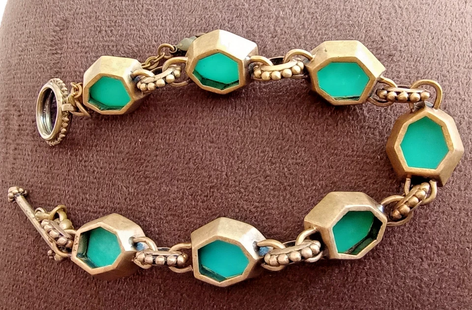 Stephen Dweck зеленый агат безель набор камень браслет 9» цепочка безопасности - Изображение 4 из 4