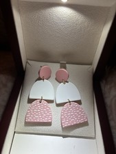 Pink & White Acrylic Asymmetrical Geometric D...