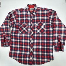 Vtg Outdoor Exchange Mens M Flannel Jacket Shacket Red Blue Plaid Quilted Lined