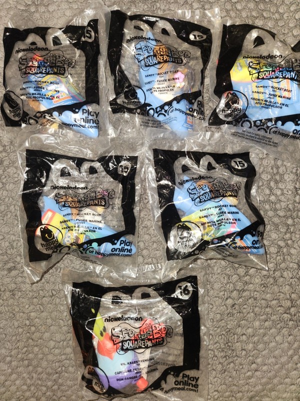 McDonald's Happy Meal 2012 Nickelodeon SpongeBob LOT of 6 Sealed