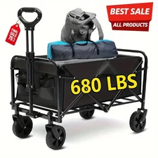 #HeavyDutyWagon 680 lb Capacity All-Terrain Folding Cart – Stainless Steel Fr
