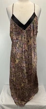 Vtg Kathryn Satin Paisley Midi Nightgown Sz XL? Women’s 44” Chest Sleeveless