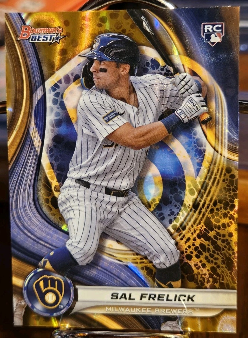 2024 Bowman's Best Sal Frelick Gold Lava Refractor /50 RC Brewers 🔥🔥🔥
