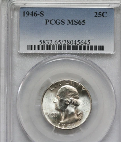 1946-s Washington Quarter    PCGS MS65
