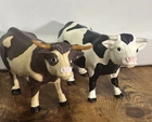 Vintage 1995 Tonka Farms Cow LOT Longhorn & Dairy Cow HTF Animals Barn Hasbro