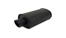 Vibrant Streetpower Flat Black Oval Muffler With Single 3in Outlet - 2.5in Inlet Vibrant Streetpower Flat Black Oval Muffler With Single 3in Outlet - 2.5in Inlet