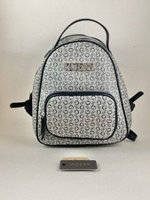 Guess Black & Grey Monogrammed Synthetic Back Pack With Adjustable Straps