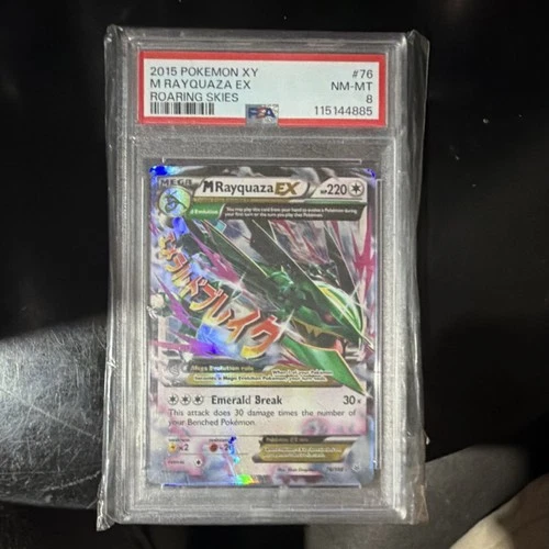 Pokémon M Rayquaza EX Ultra Rare Holo Roaring Skies 76/108 PSA 8 2015