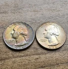 1964 Silver Washkngton Quarter RAINBOW AND GOLD TONING - Lot Of 2