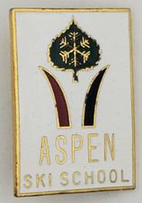 Vintage Aspen Ski School Colorado Enamel Pinback Lapel Pin