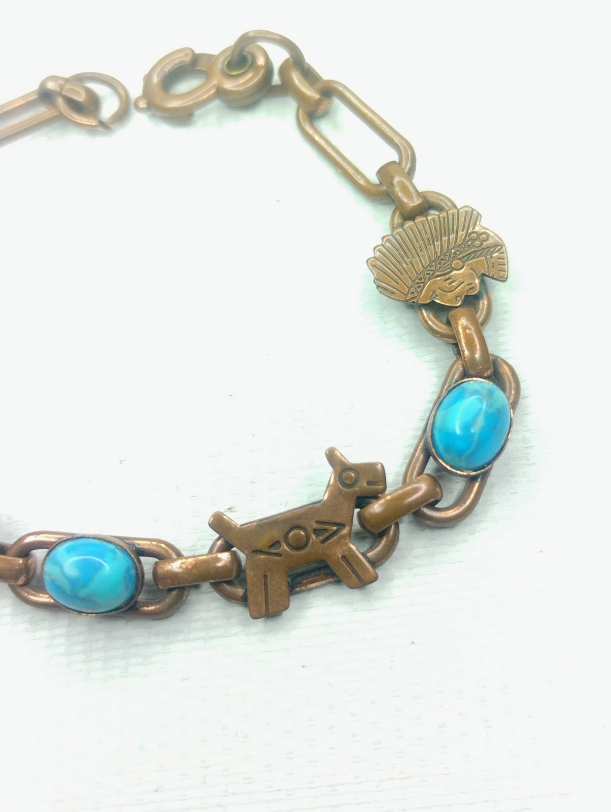 Solid Copper Bracelet with Teepee Coyote Turtle &… - image 5