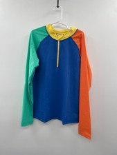NWT Hanna Andersson Quater Zip Shirt Kids 12 Colorblock Rashguard Long Sleeve