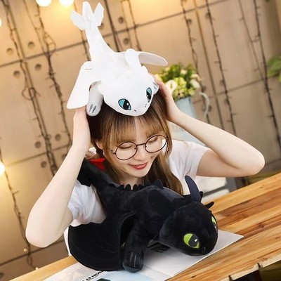 Dragon Plush 20-65cm | White/Black Movies Stuffed Gift for Kids and Adults Toy