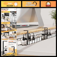 2 Pack Under Desk Cable Management Tray, 31.4" No Drill Wire Organizer, Metal Co