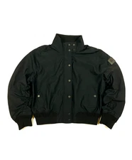 Moose Knuckles Nylite Bomber Jacket Women M Black Water Resistant Nylon