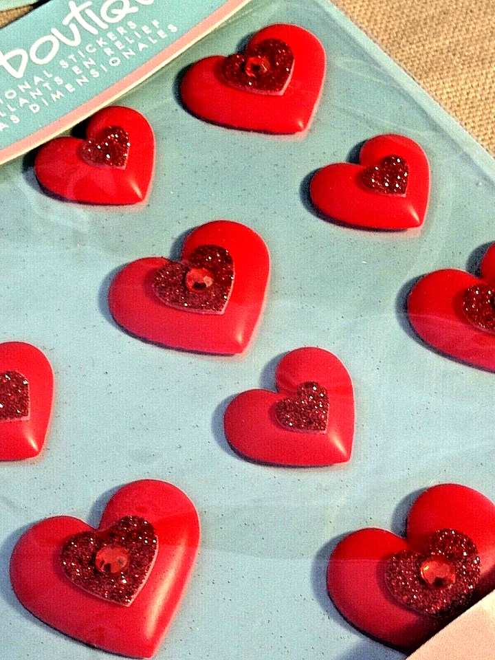 Pegatinas dimensionales Jolee's Boutique CABUJONES CORAZONES ROJOS - 12 piezas Foto 2 de 2