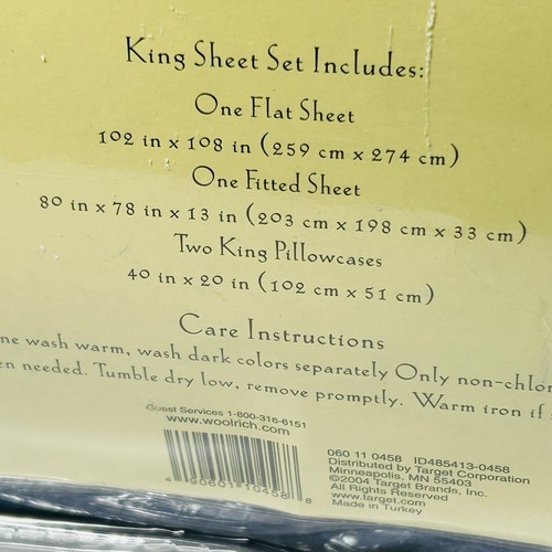 Juego de sábanas de franela Woolrich King azul denim NUEVO fundas de almohada de algodón de peso premium - Imagen 7 de 7