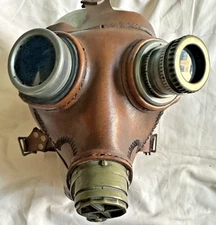 Handmade Banwell Steampunk Brown Leather Full Face Gas Mask w/Goggles & Straps