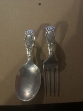 WEBSTER STERLING SILVER BABY LOOP SPOON  FORK Love  Luck