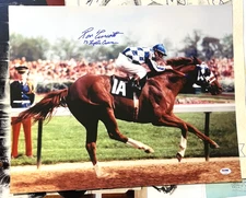 Secretariat - Ron Turcotte Signed Kentucky Derby 16x20 Photo PSA /Dna