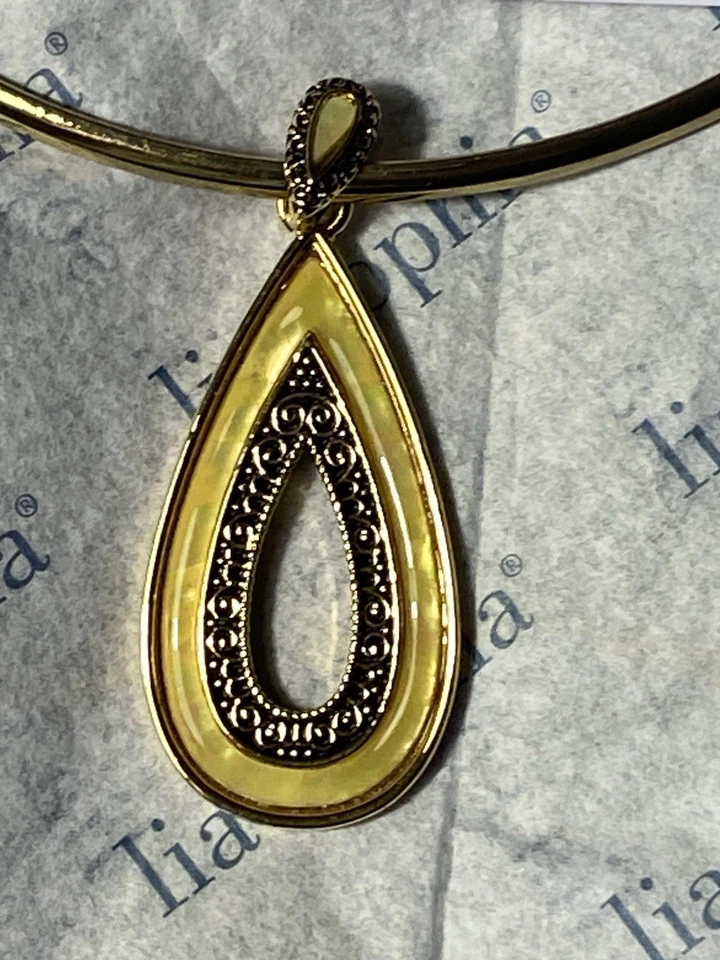 LIA SOPHIA "LUMINOUS" Teardrop Mother-of-Pearl & Gold 16" Choker - Image 4 of 4